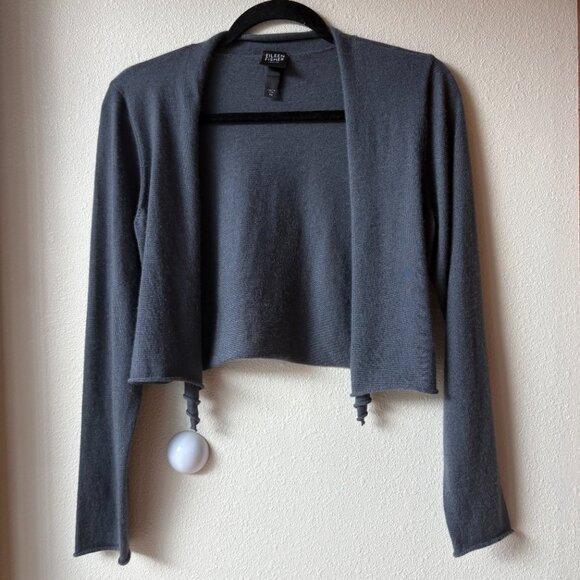 Eileen Fisher Sweaters - Eileen Fisher 100% Cashmere Cardigan Cropped Gray Cardigan Long Sleeves Size PM